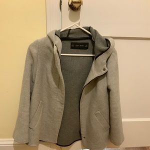 Zara Grey hooded jacket with zipper S